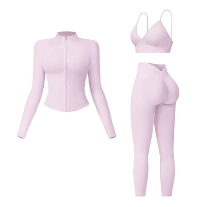 Women'S Solid Criss Cross Crop Tank Top & High Waist Leggings & Zip up Crop Jacket Tracksuit Set by MFVIM - Breathable Comfortable Outfits for Yoga, Gym, Workouts, Running, Yoga Wear, Workout Gym Clothing, Gym Sportswear, Casual Activewear