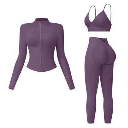 Women'S Solid Criss Cross Crop Tank Top & High Waist Leggings & Zip up Crop Jacket Tracksuit Set by MFVIM - Breathable Comfortable Outfits for Yoga, Gym, Workouts, Running, Yoga Wear, Workout Gym Clothing, Gym Sportswear, Casual Activewear