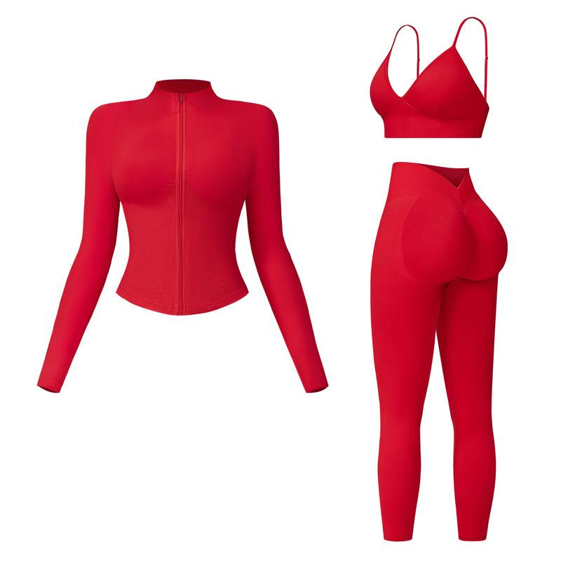 Women'S Solid Criss Cross Crop Tank Top & High Waist Leggings & Zip up Crop Jacket Tracksuit Set by MFVIM - Breathable Comfortable Outfits for Yoga, Gym, Workouts, Running, Yoga Wear, Workout Gym Clothing, Gym Sportswear, Casual Activewear