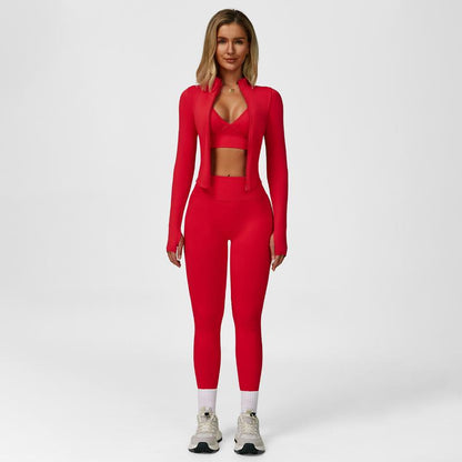 Women'S Solid Criss Cross Crop Tank Top & High Waist Leggings & Zip up Crop Jacket Tracksuit Set by MFVIM - Breathable Comfortable Outfits for Yoga, Gym, Workouts, Running, Yoga Wear, Workout Gym Clothing, Gym Sportswear, Casual Activewear