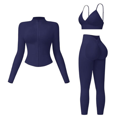 Women'S Solid Criss Cross Crop Tank Top & High Waist Leggings & Zip up Crop Jacket Tracksuit Set by MFVIM - Breathable Comfortable Outfits for Yoga, Gym, Workouts, Running, Yoga Wear, Workout Gym Clothing, Gym Sportswear, Casual Activewear